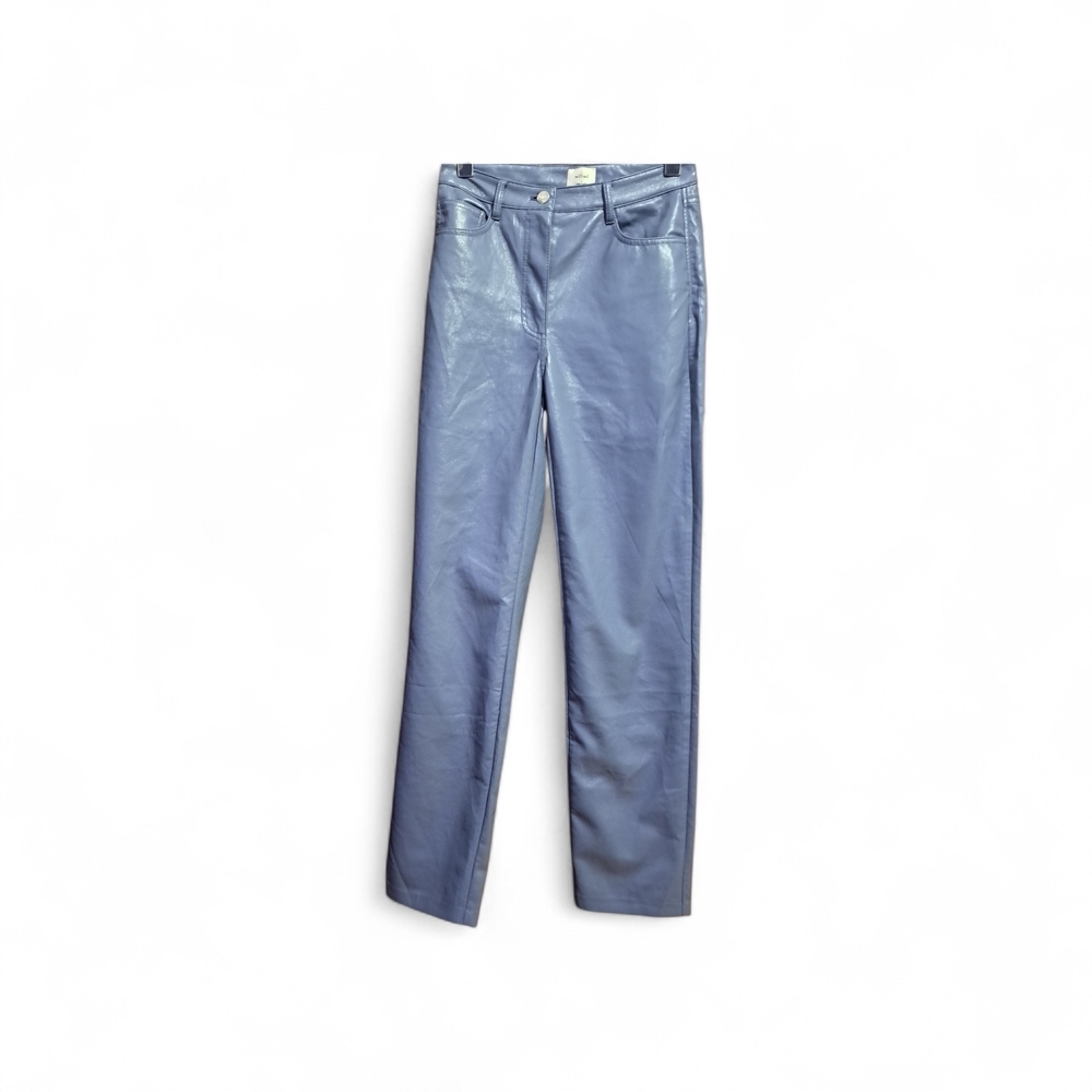 Wilfred Faux Leather Pants Size 2 Blue Grey High Rise Slim Fit